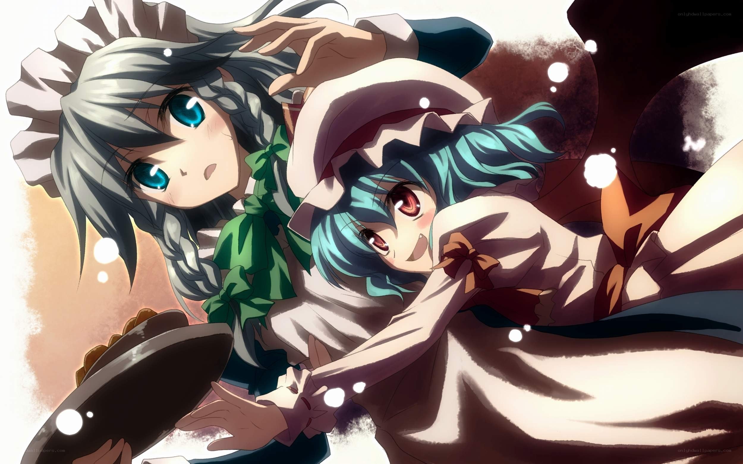 Two anime girls in a dynamic pose