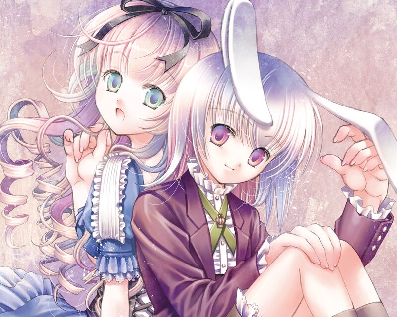 two anime girls in a fantasy scene
