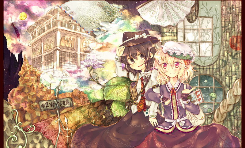 Two Anime Girls in a Fantasy Scene — Purple