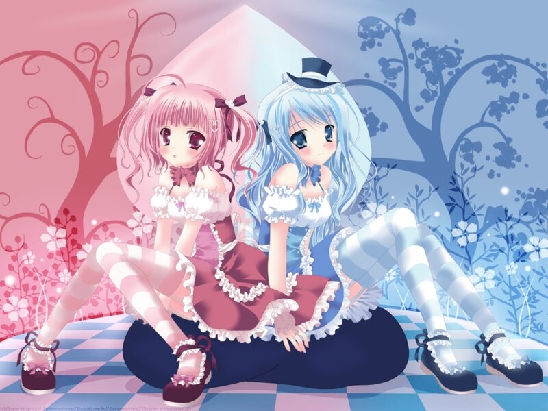 Two anime girls in a fantasy setting