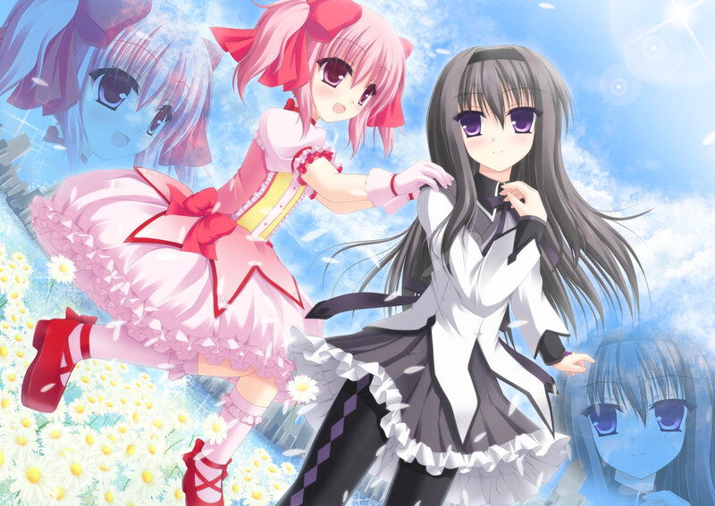 Two Anime Girls in a Field — Blue