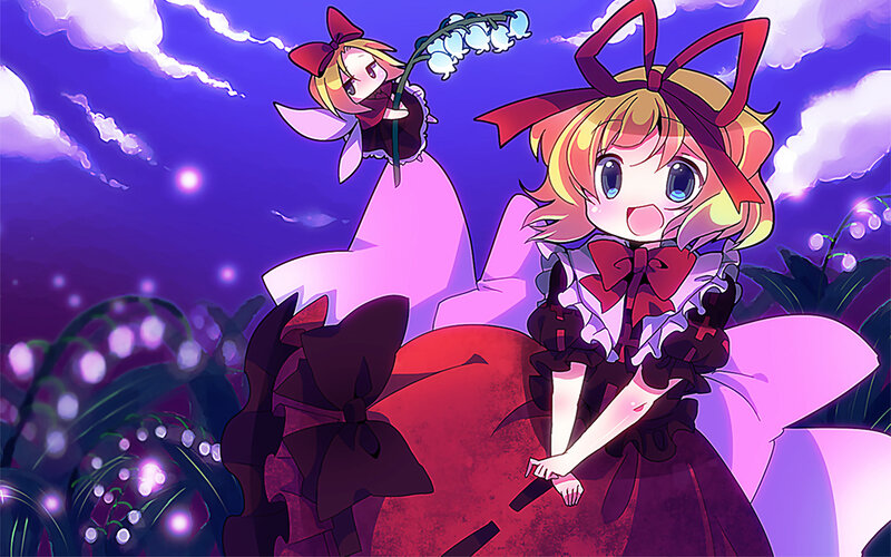 Two Anime Girls in a Field — Purple