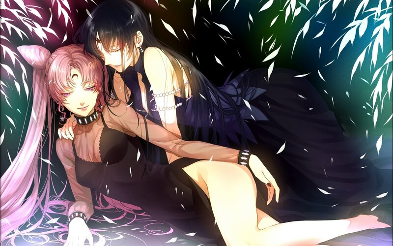 Two anime girls in a forest