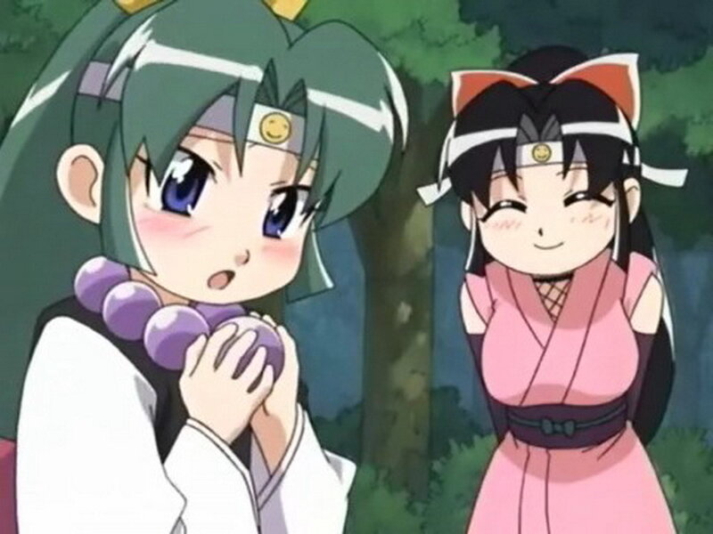 Two anime girls in a forest