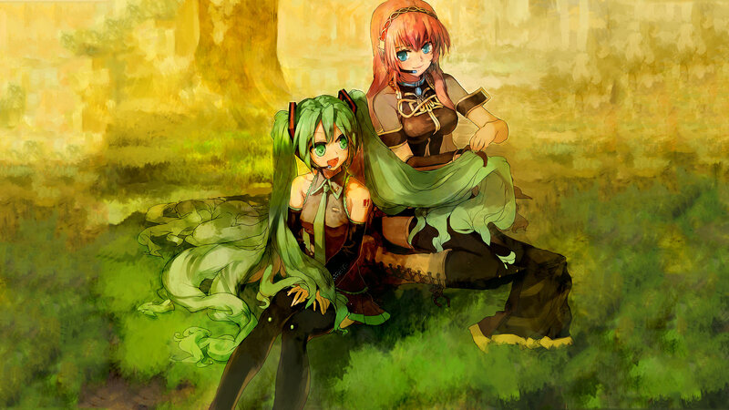 two anime girls in a forest