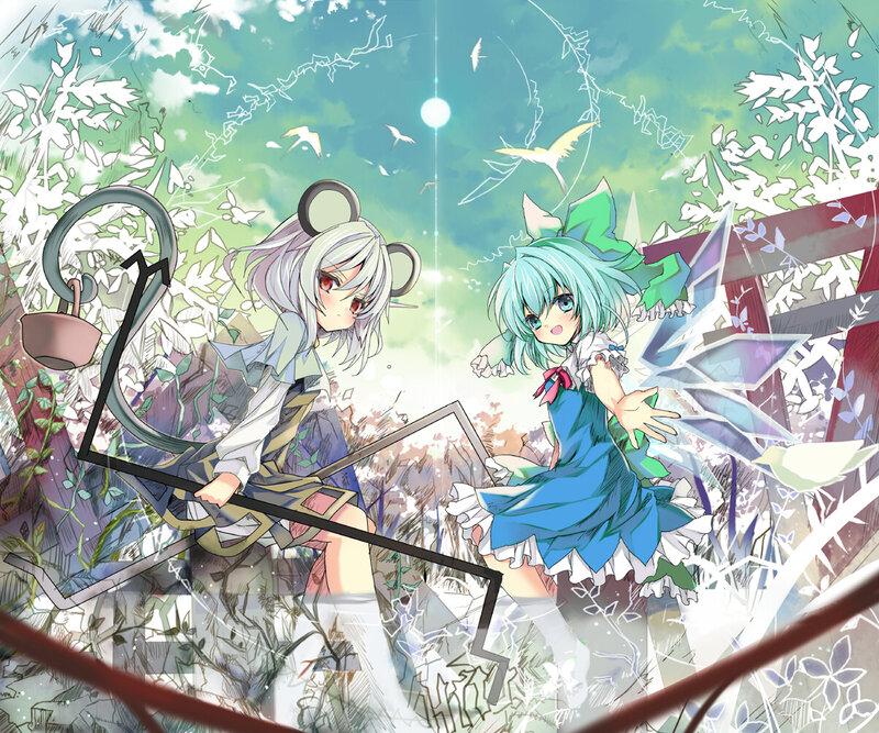 Two Anime Girls in a Forest — Green