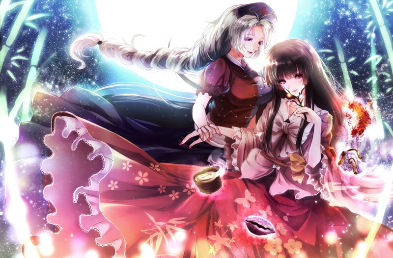 Two Anime Girls in a Forest — Pink