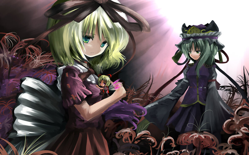 Two Anime Girls in a Forest — Purple