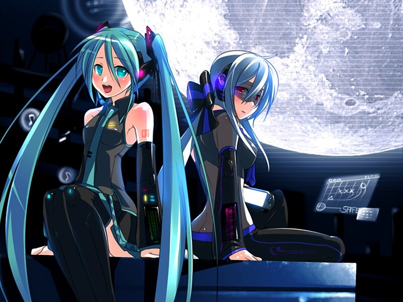 Two anime girls in a futuristic setting