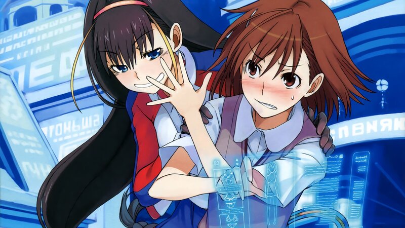 Two anime girls in a futuristic setting