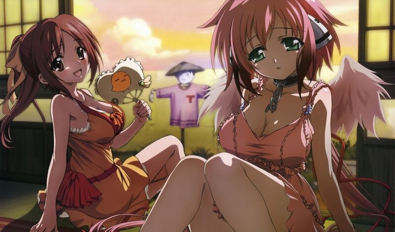 Two anime girls in a garden