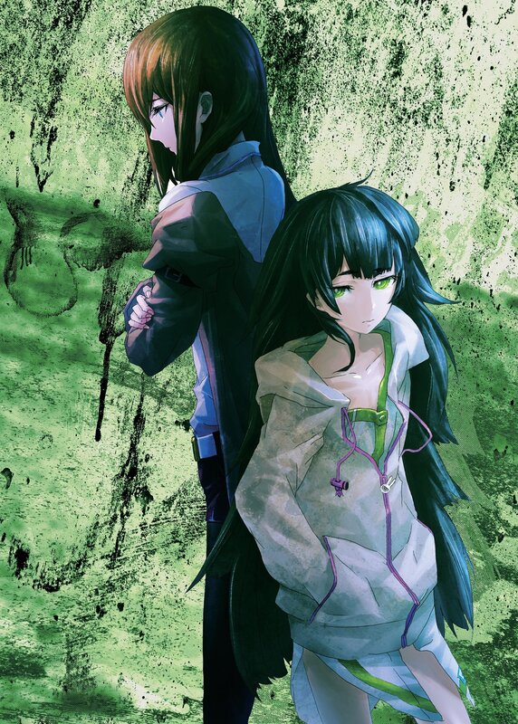 two anime girls in a green room