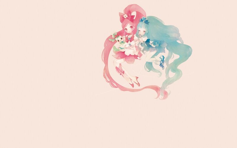 two anime girls in a heart