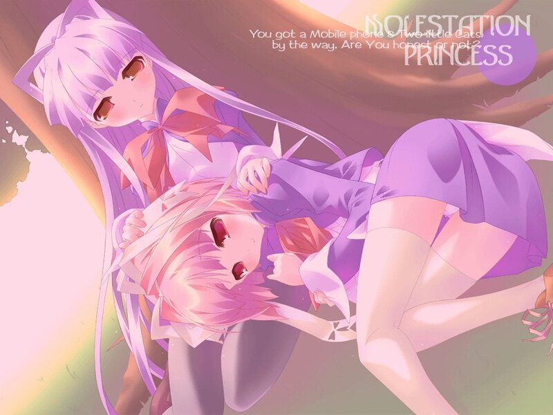 Two anime girls in a hug