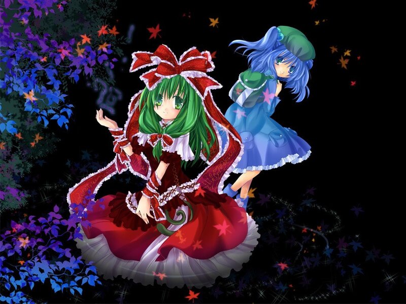 two anime girls in a magical forest