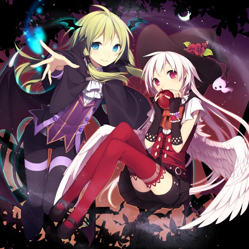 Two anime girls in a magical forest