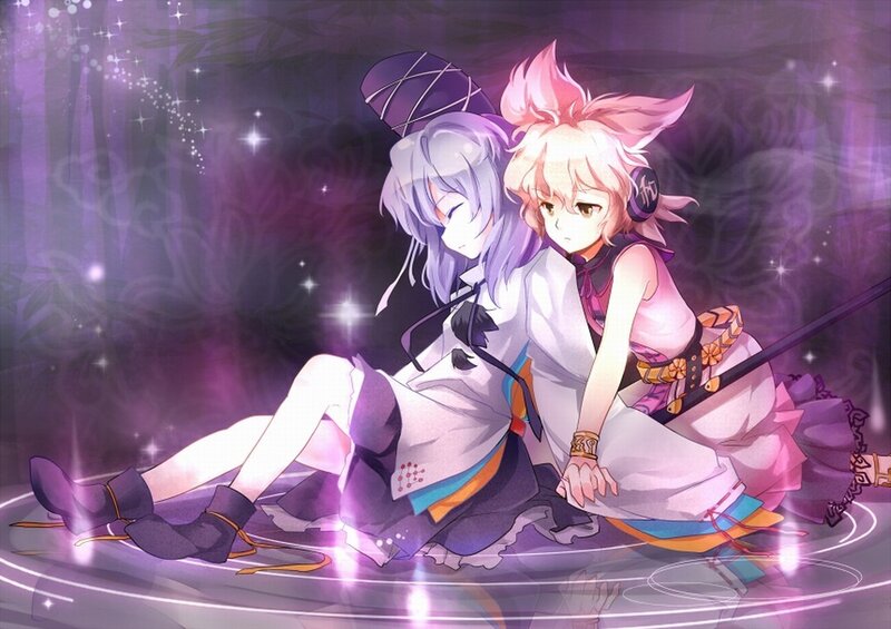 Two anime girls in a magical forest