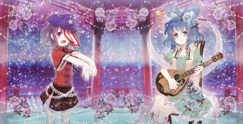 Two anime girls in a magical garden