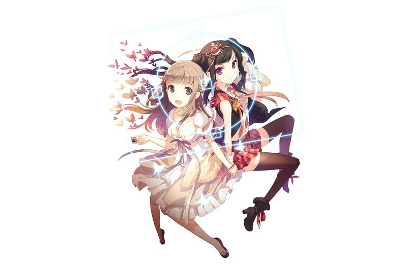 Two anime girls in a magical pose