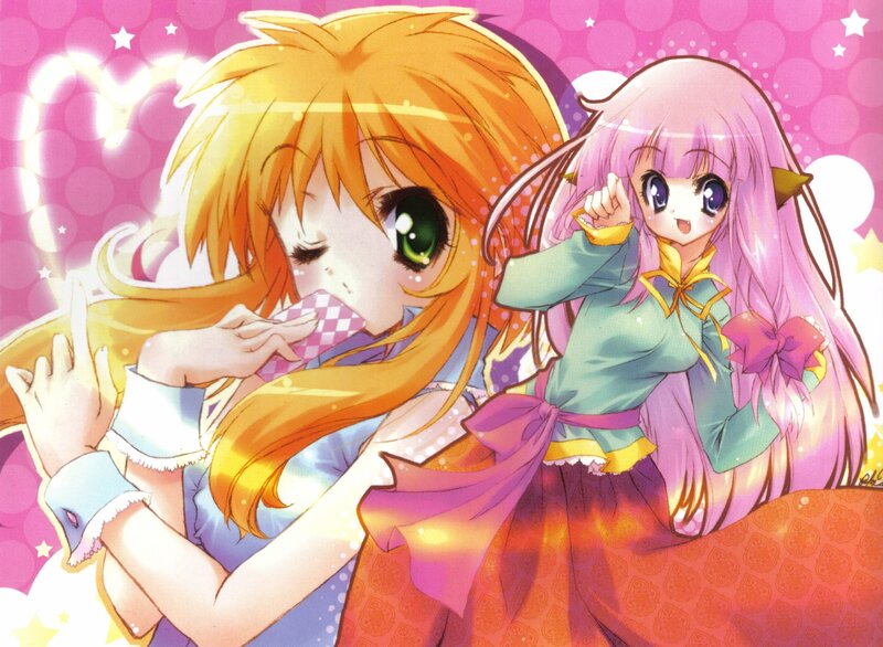 Two anime girls in a magical scene
