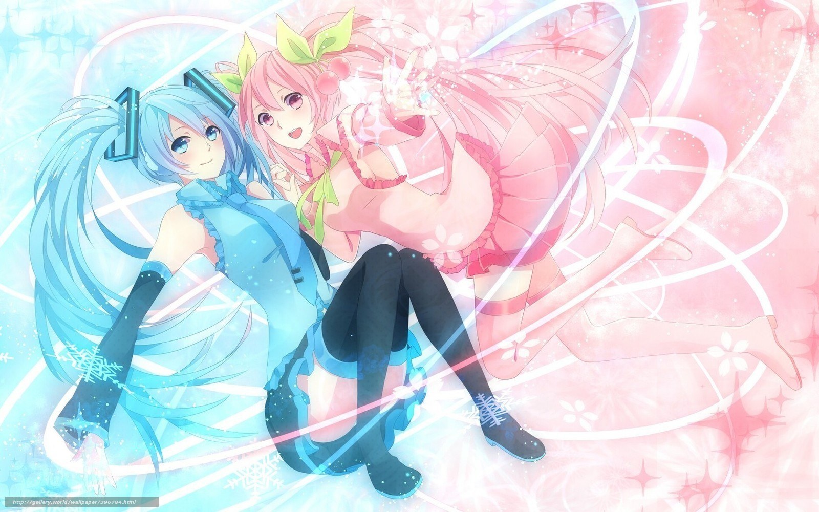 Two anime girls in a magical scene