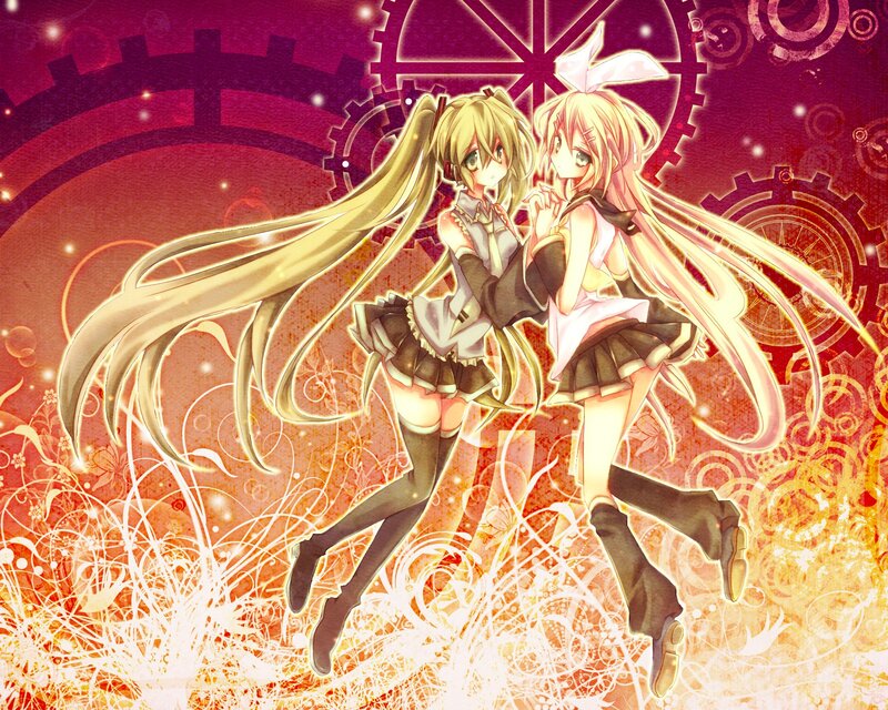 Two anime girls in a mechanical scene