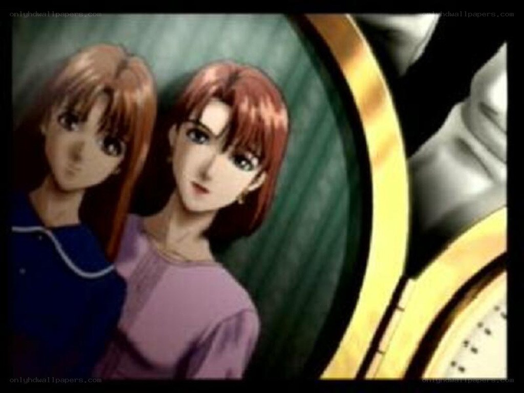 two anime girls in a mirror