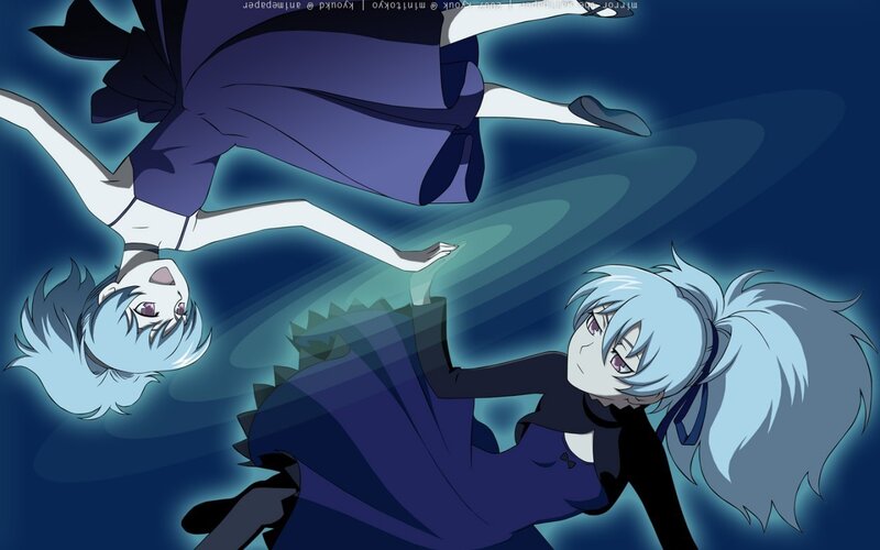 Two anime girls in a mirror scene