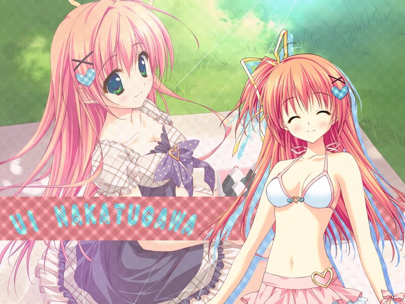 Two anime girls in a park