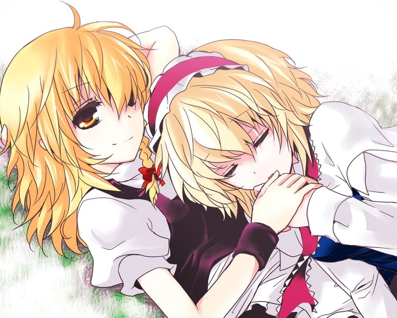 Two anime girls in a peaceful moment