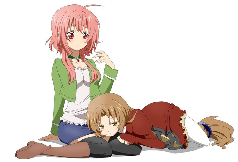 Two anime girls in a relaxed pose