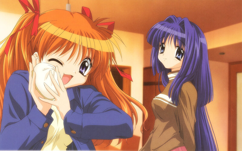 Two anime girls in a room