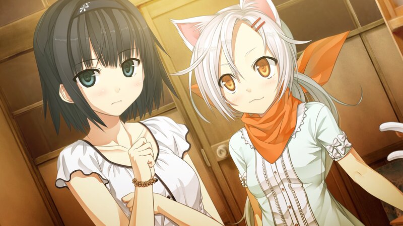 Two anime girls in a room