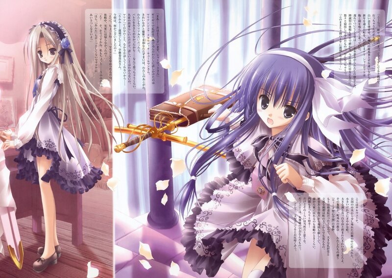 Two anime girls in a room