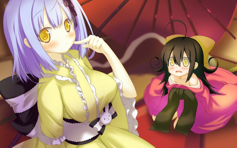 Two anime girls in a room