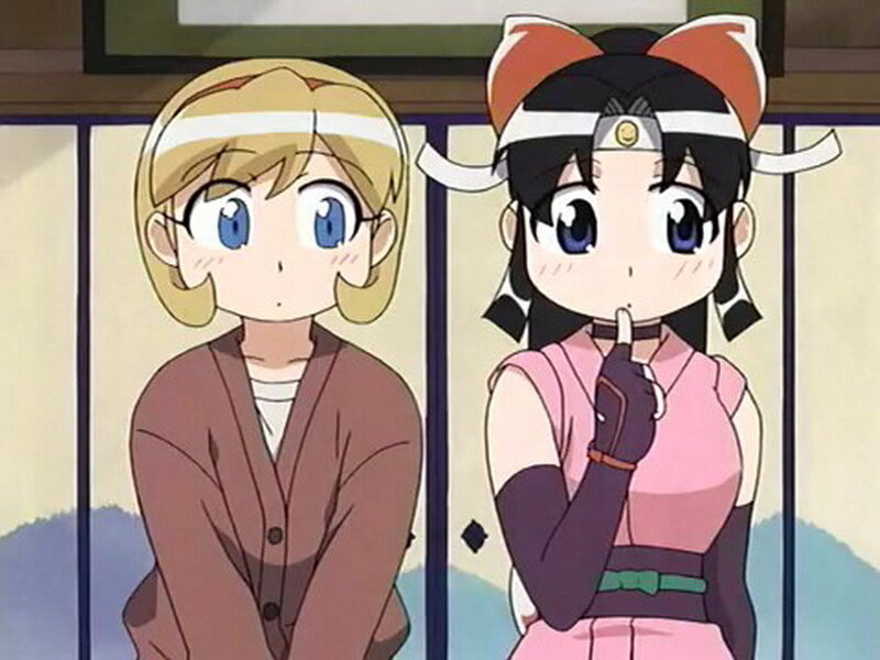 Two anime girls in a room