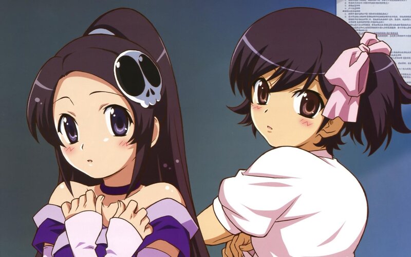 Two anime girls in a scene