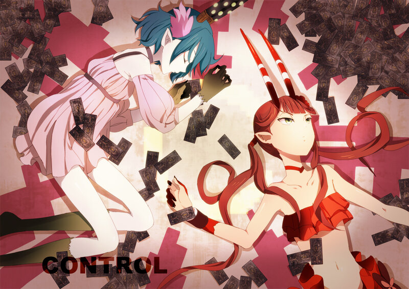 Two Anime Girls in a Scene — Red