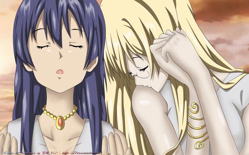 Two anime girls in a serene moment