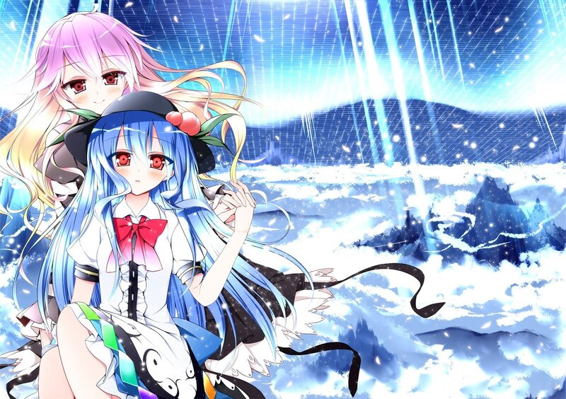 Two anime girls in a snowy landscape