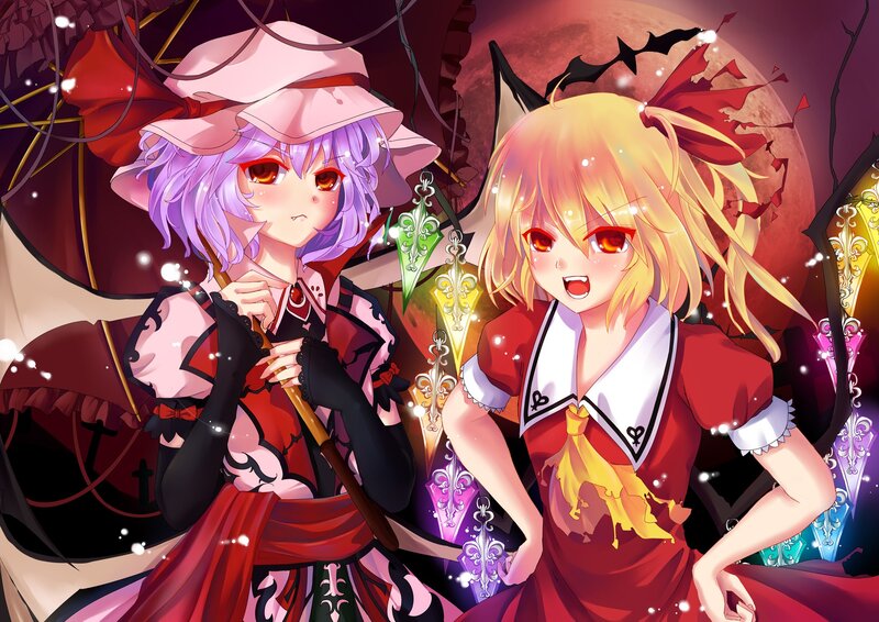 Two anime girls in a spooky scene
