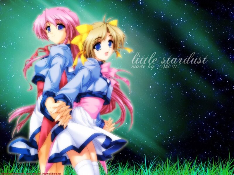 Two anime girls in a starry field