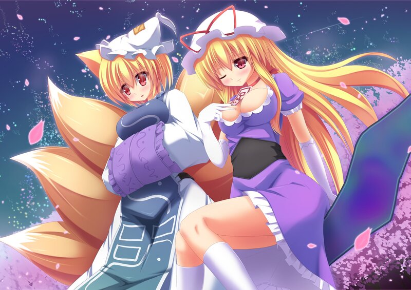 Two anime girls in a starry night
