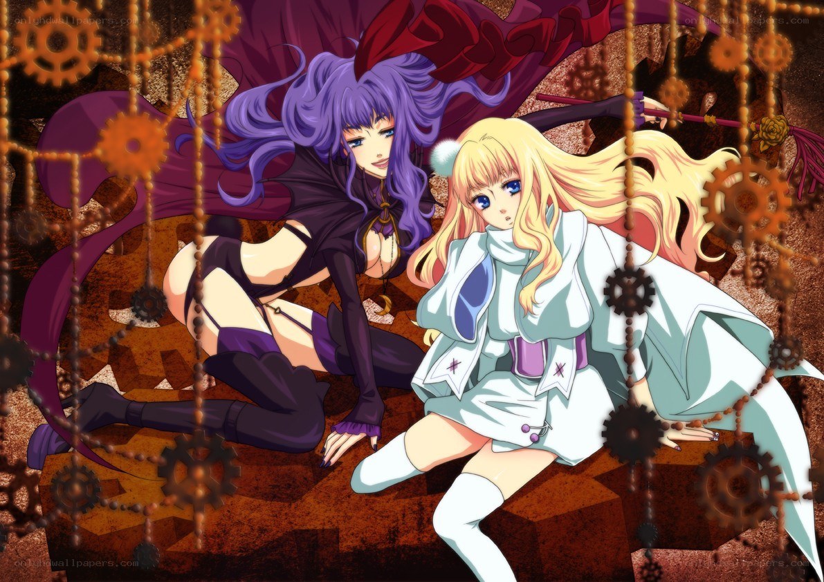Two anime girls in a steampunk setting
