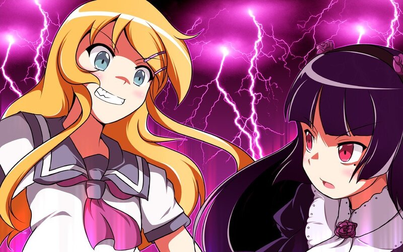 Two anime girls in a storm