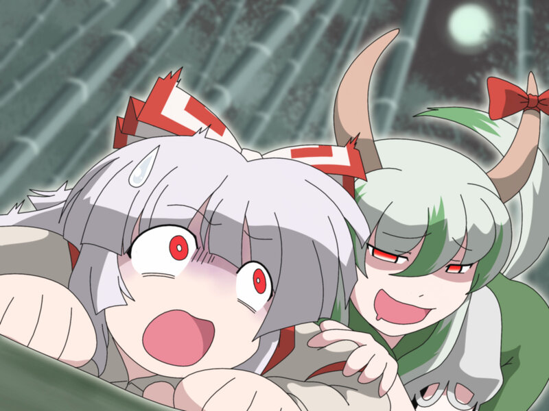 Two anime girls in a surprise moment