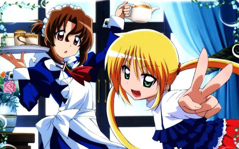 Two anime girls in a tea party