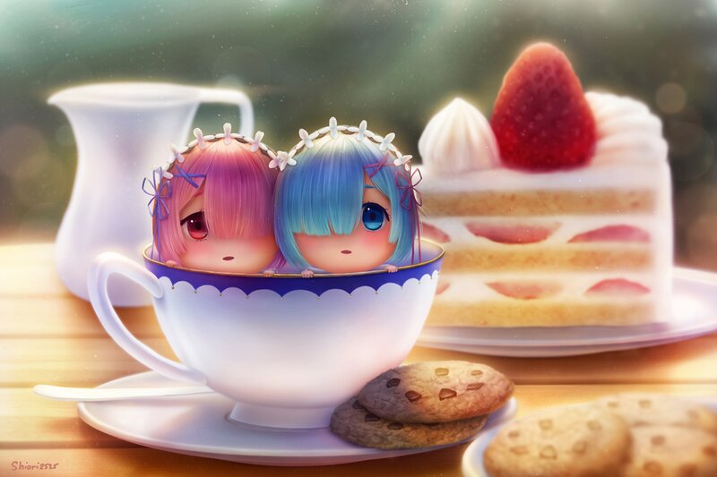 Two Anime Girls in a Teacup