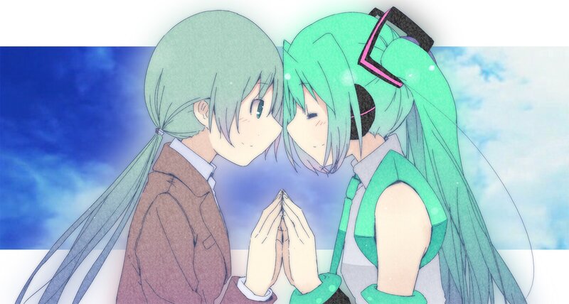 Two anime girls in a tender moment