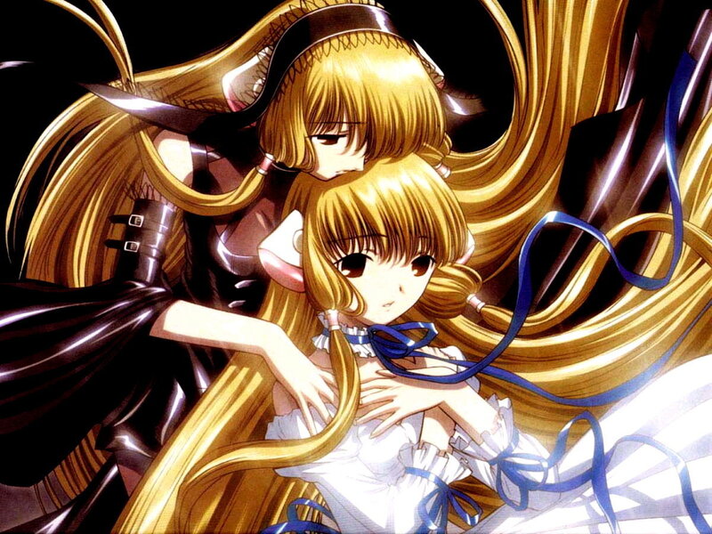 Two anime girls in a tender moment
